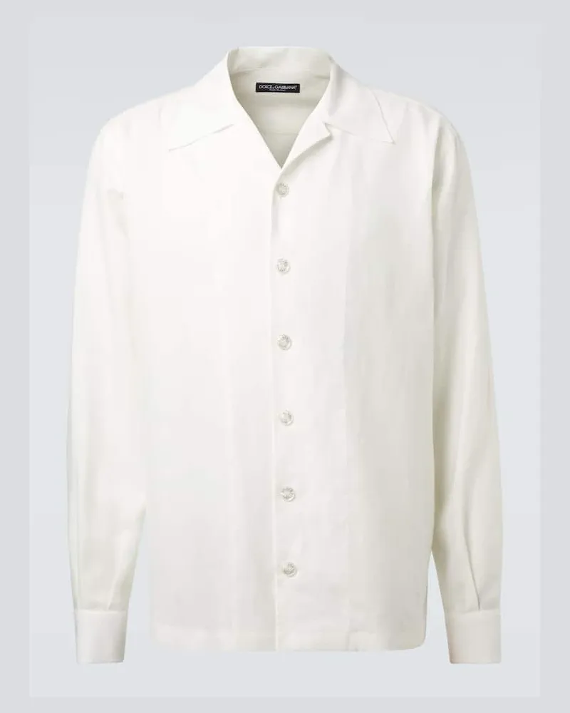 Dolce & Gabbana Hemd aus Leinen-Canvas Weiß