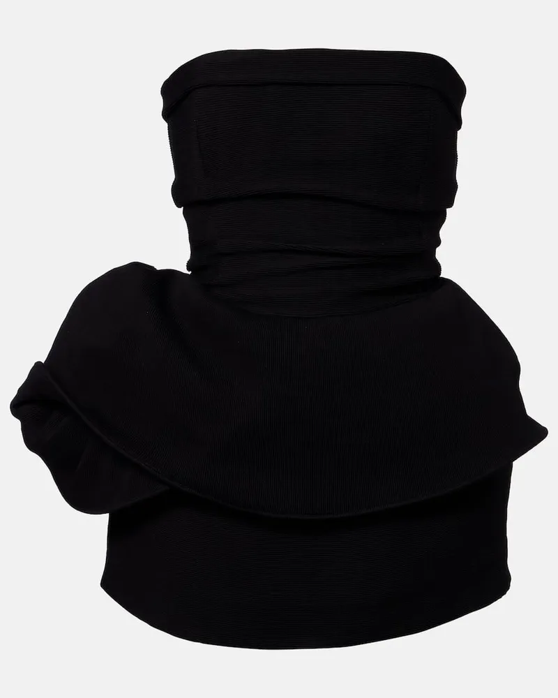 Magda Butrym Bustier-Kleid aus asymmetrischem Schößchen Schwarz