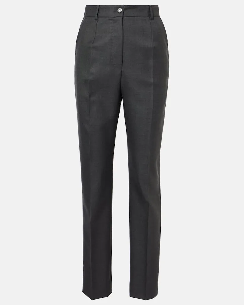 Dolce & Gabbana Schmale Hose aus Wolle Grau
