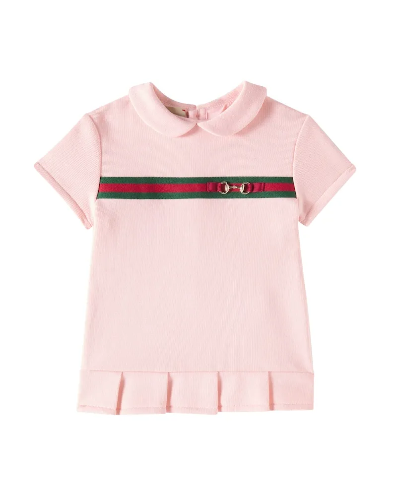 Gucci Baby Kleid Horsebit aus Baumwolle Rosa