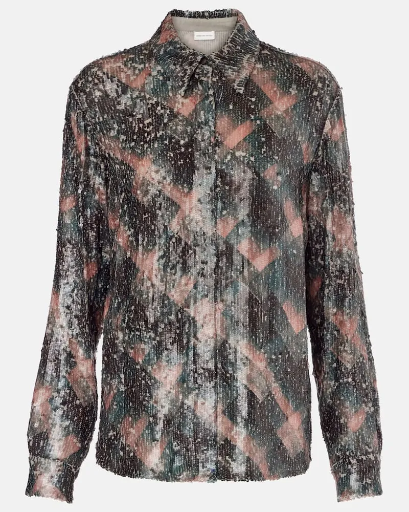 Dries van Noten Hemd mit Pailletten Grün