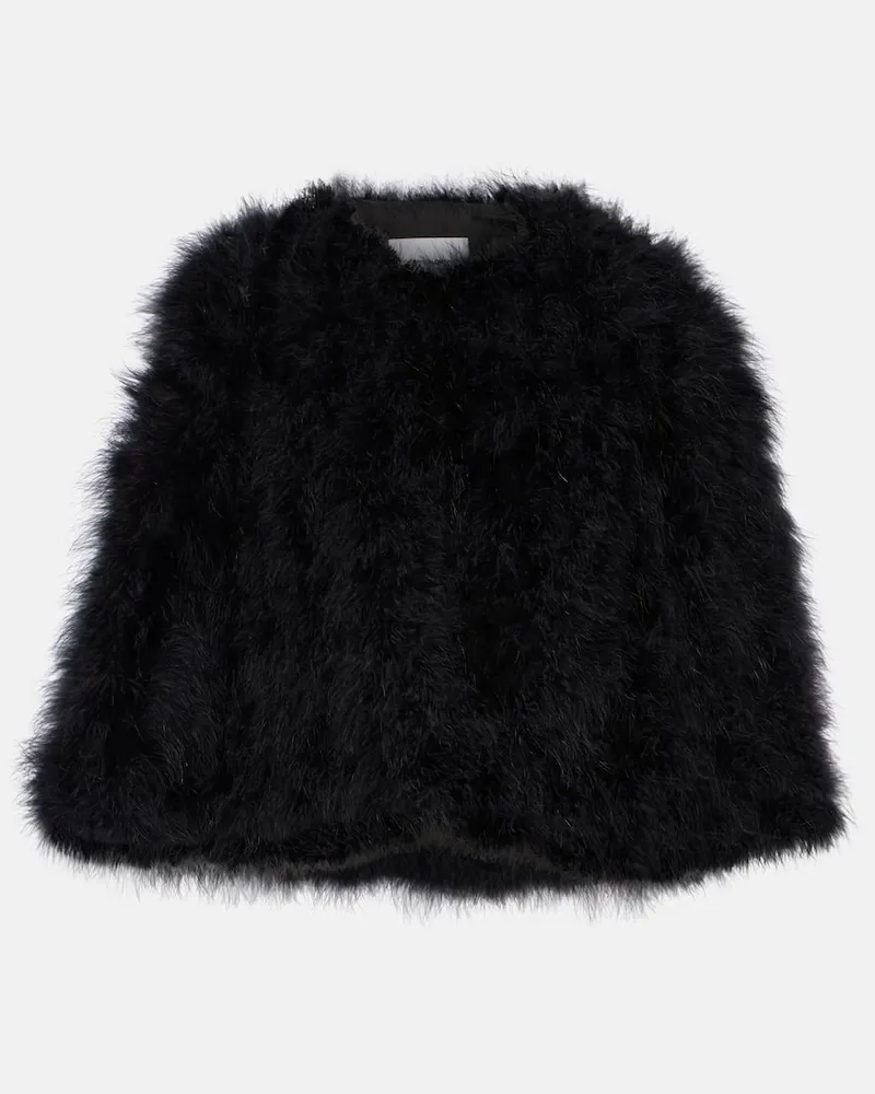 Yves Salomon Cape aus Federn Schwarz