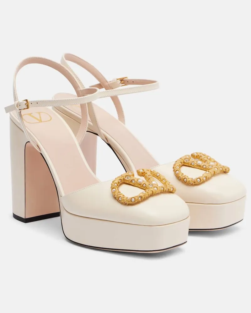Valentino Garavani Plateau-Pumps VLogo 115 aus Leder Weiß