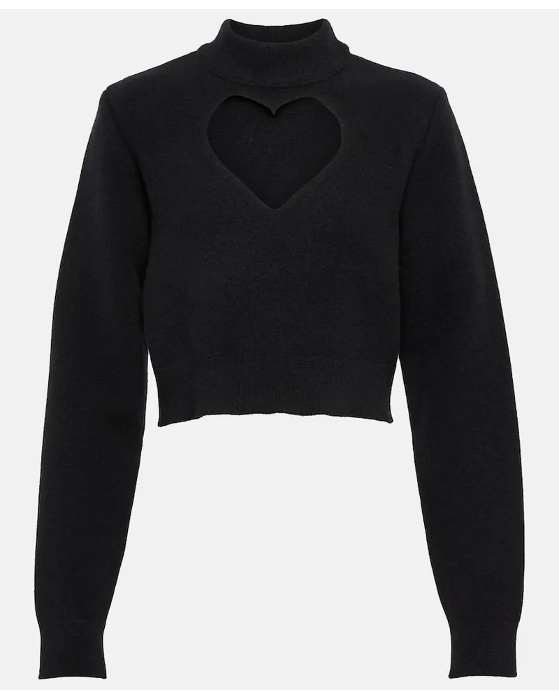 Alaïa Alaïa Cropped-Pullover Keyhole aus Schurwolle Schwarz