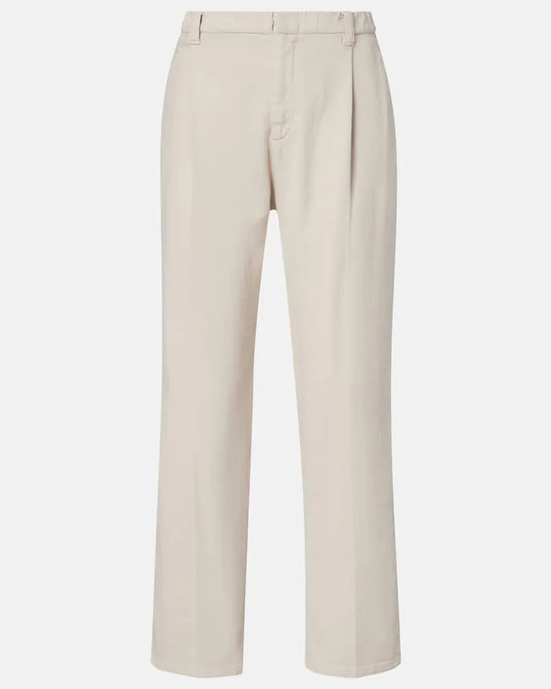 Brunello Cucinelli Mid-Rise Straight Jeans Monili Beige
