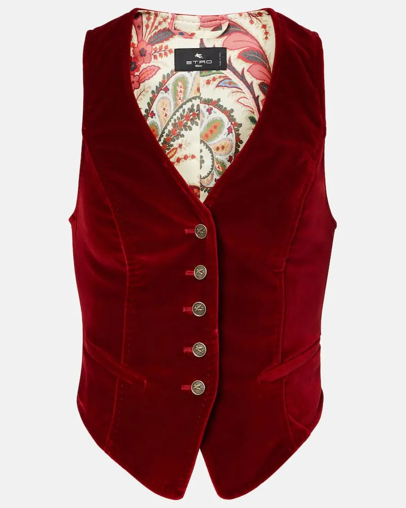 Etro Weste aus Baumwollsamt Rot