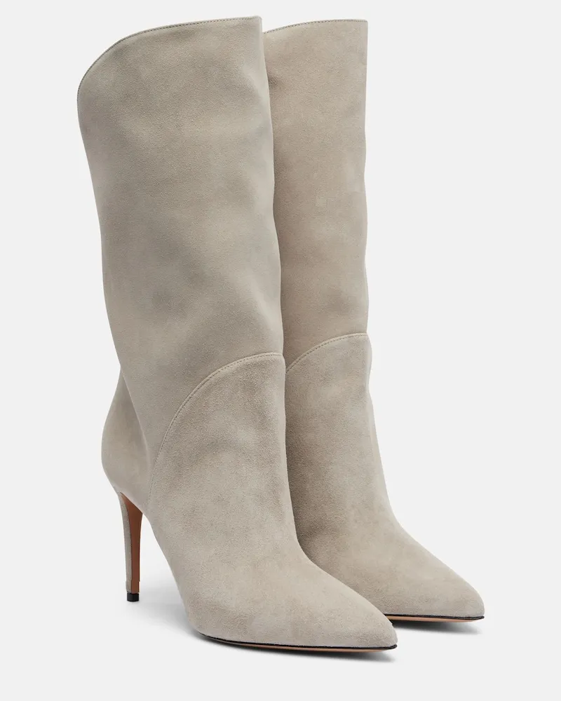 Paris Texas Ankle Boots Gaia 85 aus Veloursleder Grau