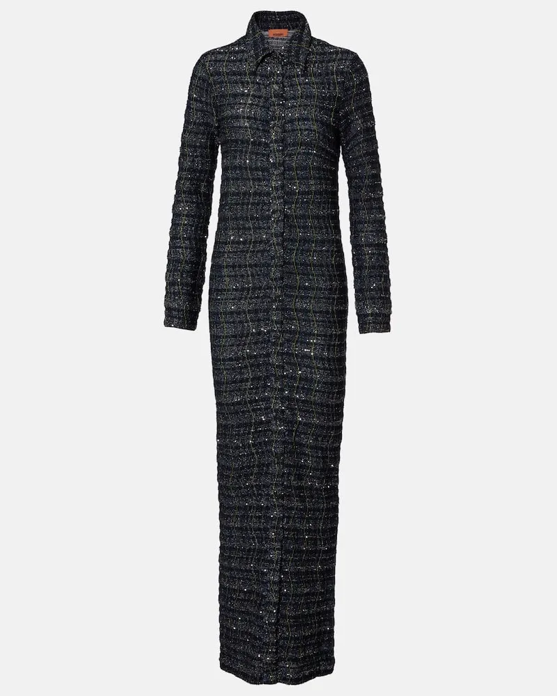 Missoni Maxikleid aus Strick mit Pailletten Blau