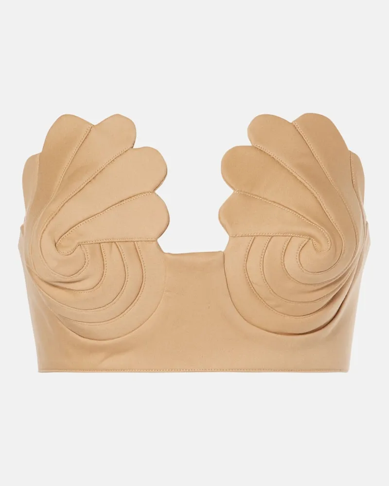 Adriana Degreas Cropped-Top Coquillage aus Baumwolle Beige