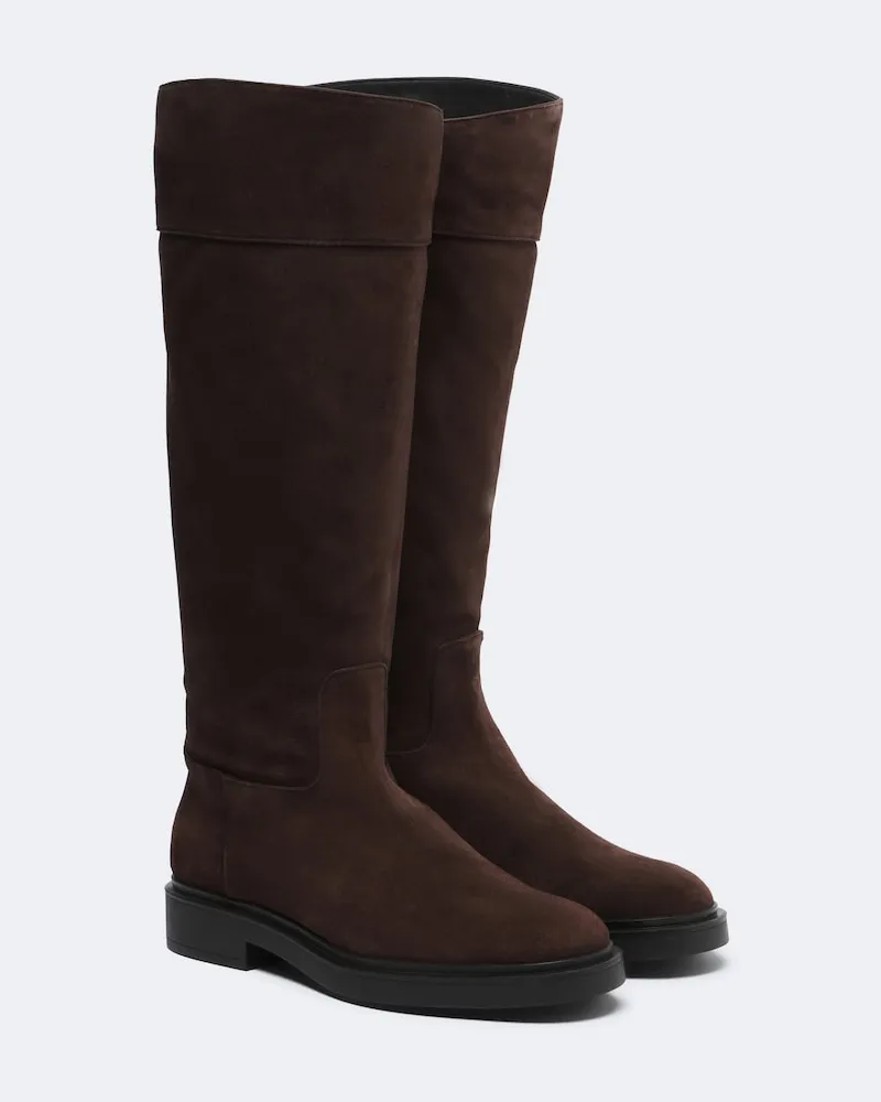 Aquazzura Stiefel Ride aus Veloursleder Braun