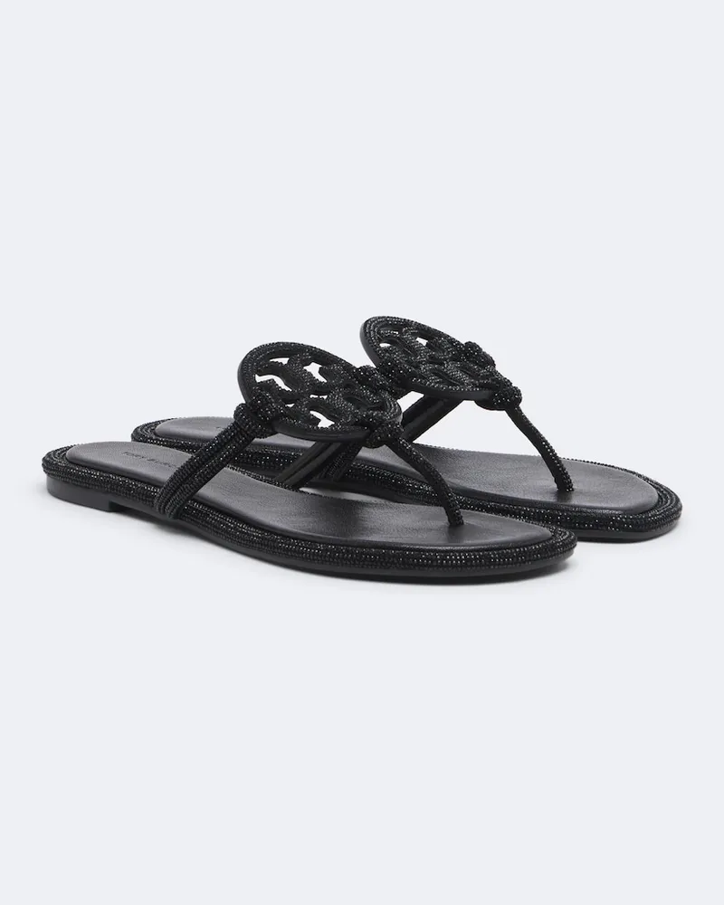 Tory Burch Verzierte Zehensandalen Miller aus Leder Schwarz