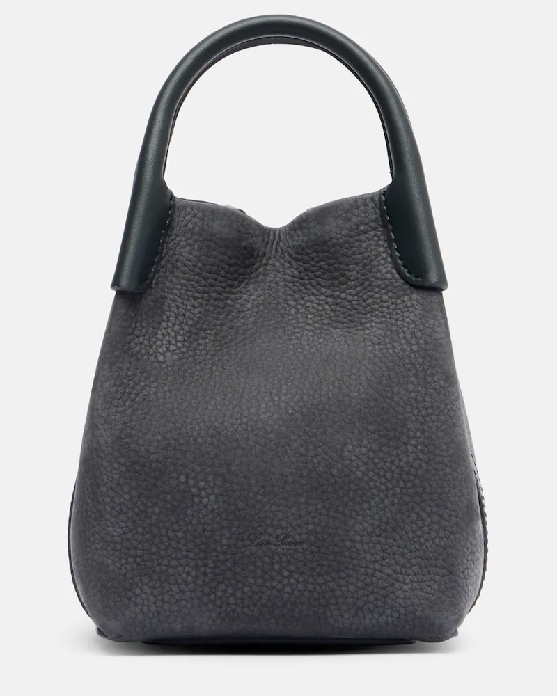 Loro Piana Bucket-Bag Bale Micro aus Leder Grau
