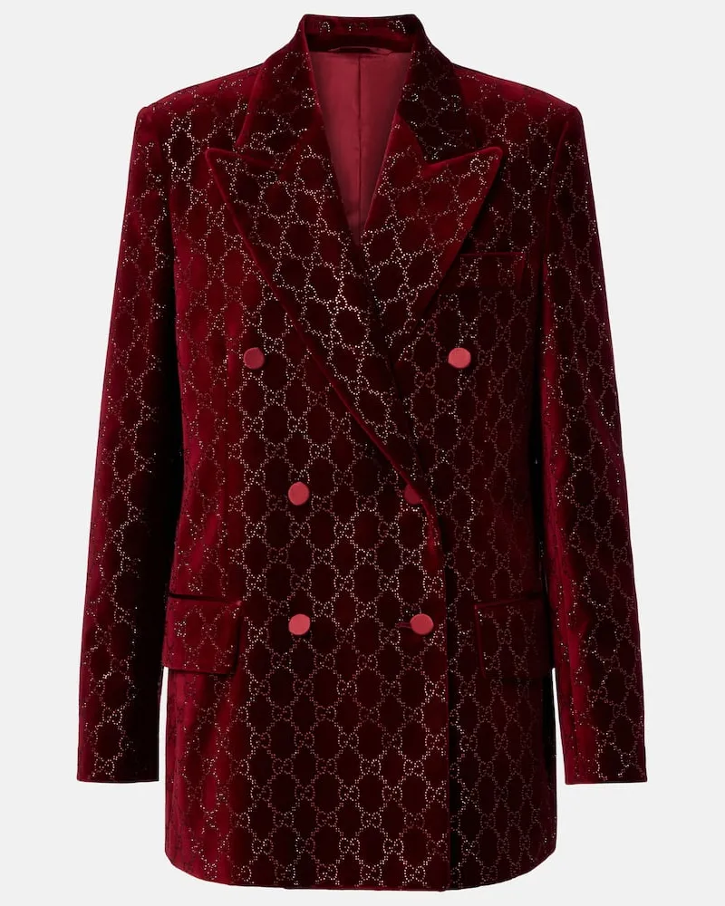 Gucci Blazer GG aus Baumwollsamt mit Kristallen Rot