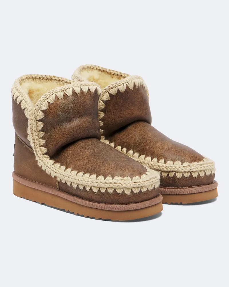 Mou Ankle Boots aus Leder mit Shearling Braun