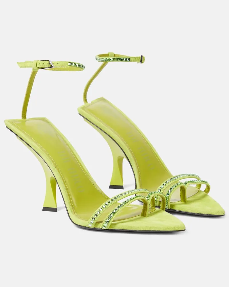 ATTICO Sandalen Ester aus Veloursleder mit Kristallen Grün