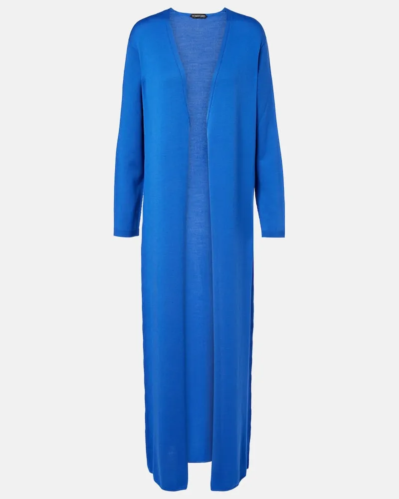 Tom Ford Cardigan aus Woll-Piqué Blau