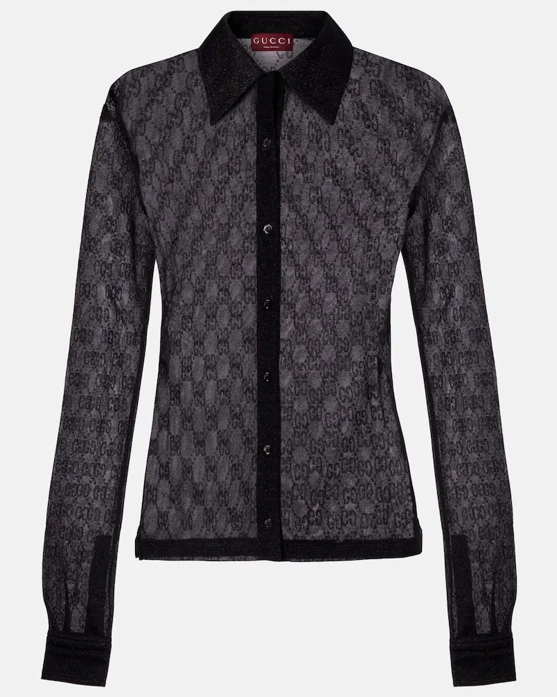 Gucci Hemd GG aus Lamé Schwarz
