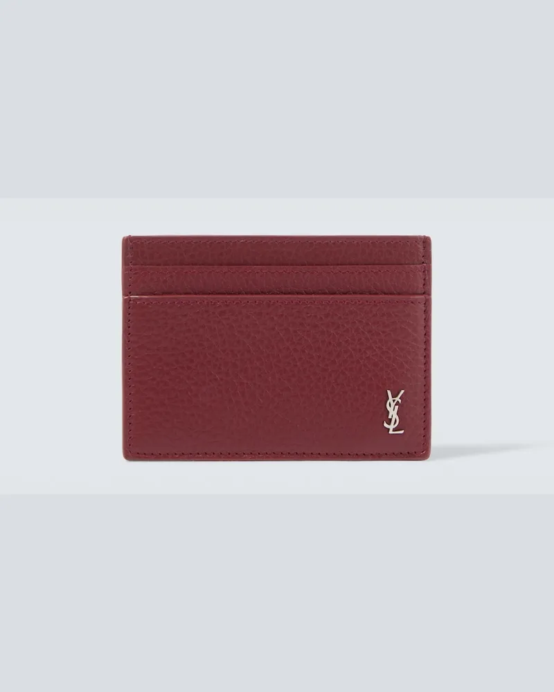 Saint Laurent Kartenetui Tiny Cassandre aus Leder Burgunderrot