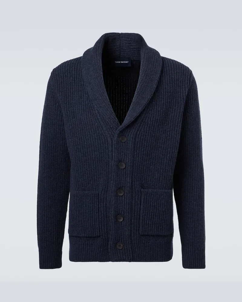 Thom Sweeney Cardigan aus Wolle und Kaschmir Blau