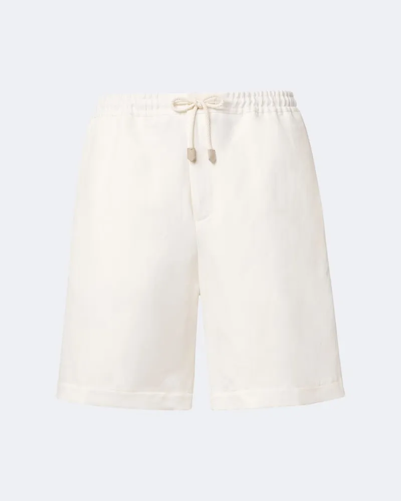 Canali Shorts aus Leinen und Seide Weiß