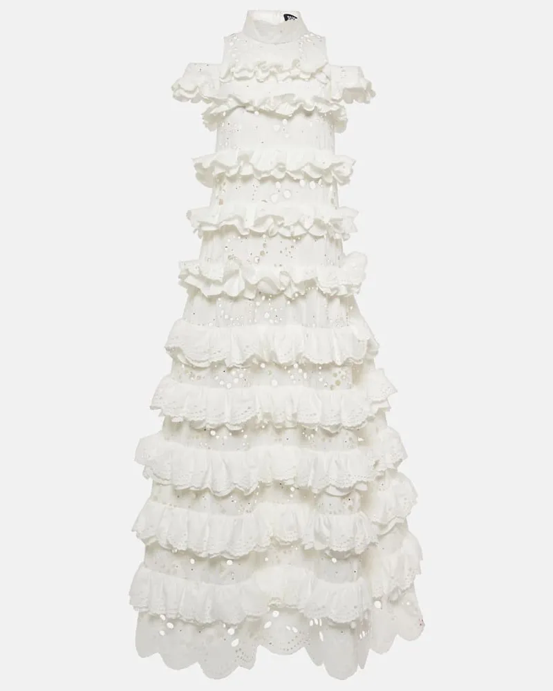 Susan Fang Besticktes Maxikleid Weiã