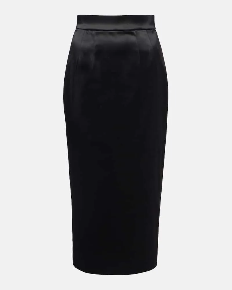 Dolce & Gabbana High-Rise-Bleistiftrock aus Satin Schwarz