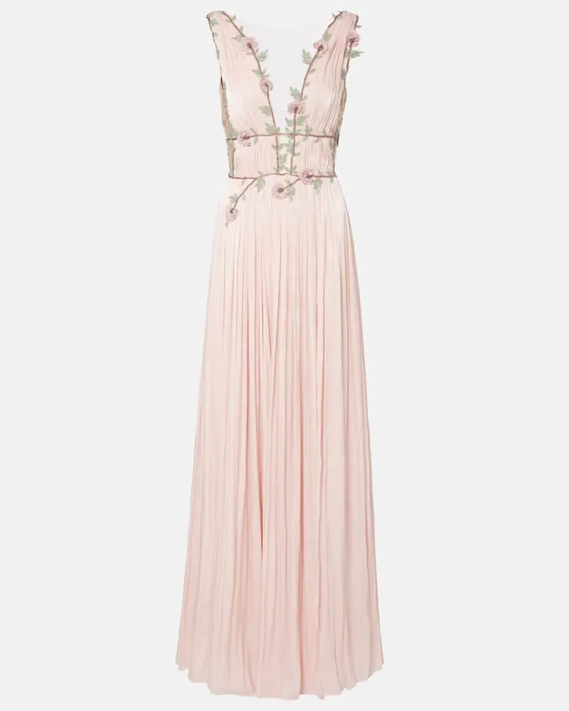 COSTARELLOS Verzierte Robe Nalina aus Georgette Pink