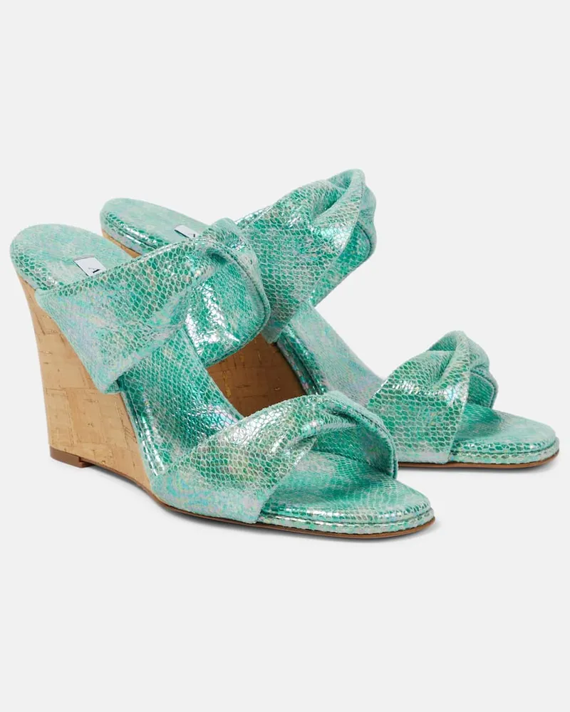Aquazzura Wedge-Sandalen Twist aus Metallic-Leder Grün