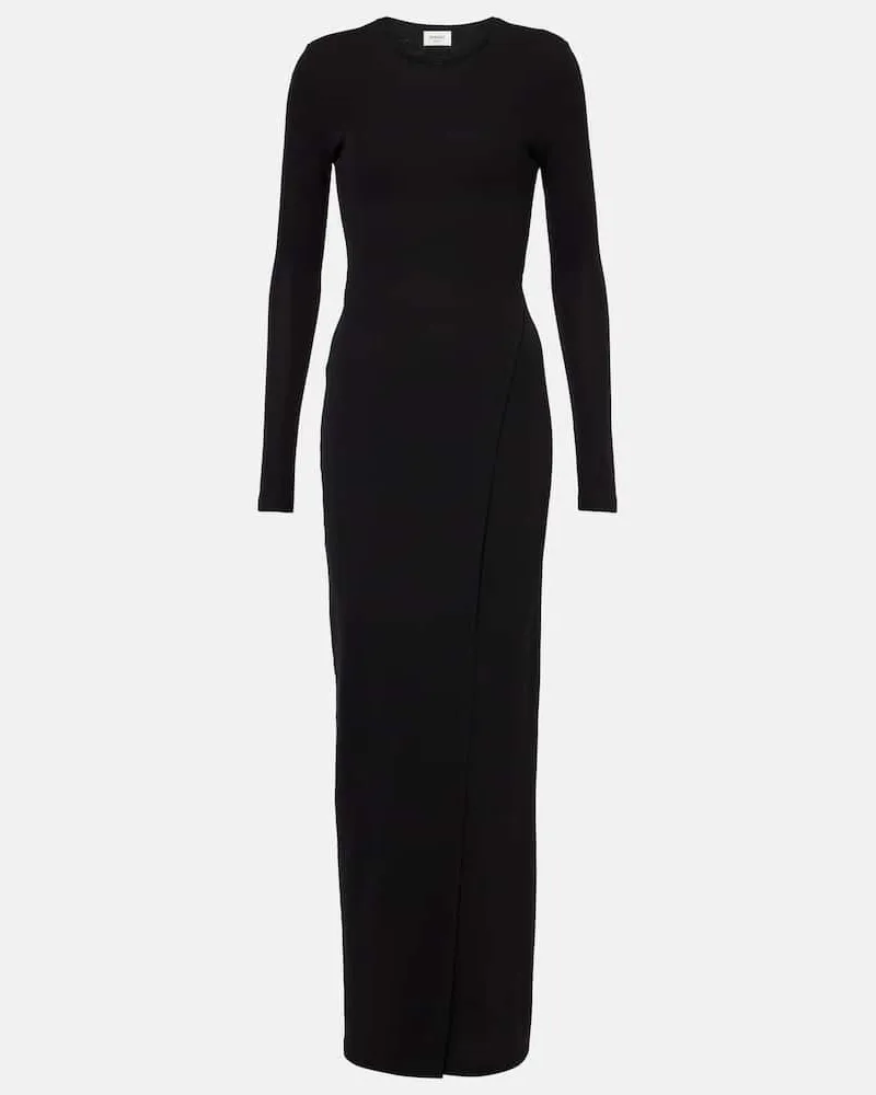 Saint Laurent Maxikleid aus Strick Schwarz