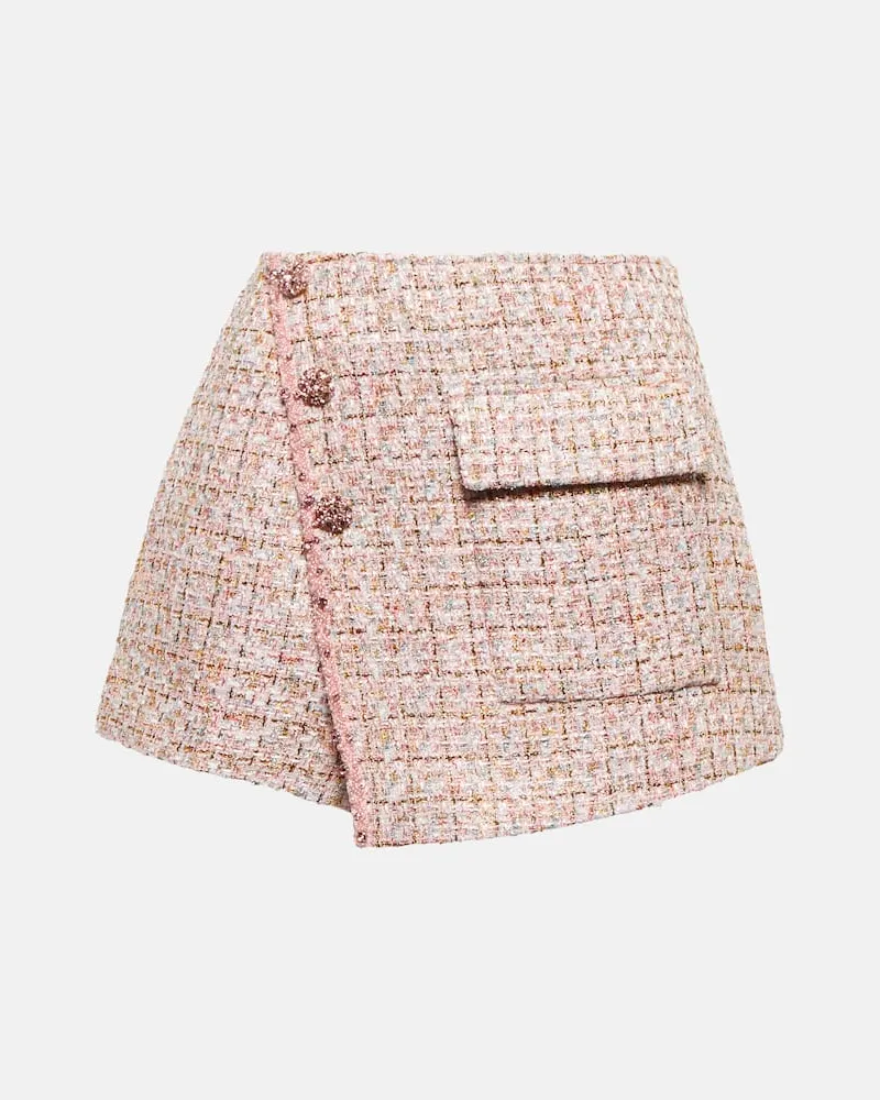 Self-Portrait High-Rise Shorts aus Tweed Pink