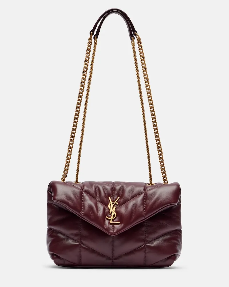 Saint Laurent Schultertasche Toy Puffer aus Leder Burgunderrot
