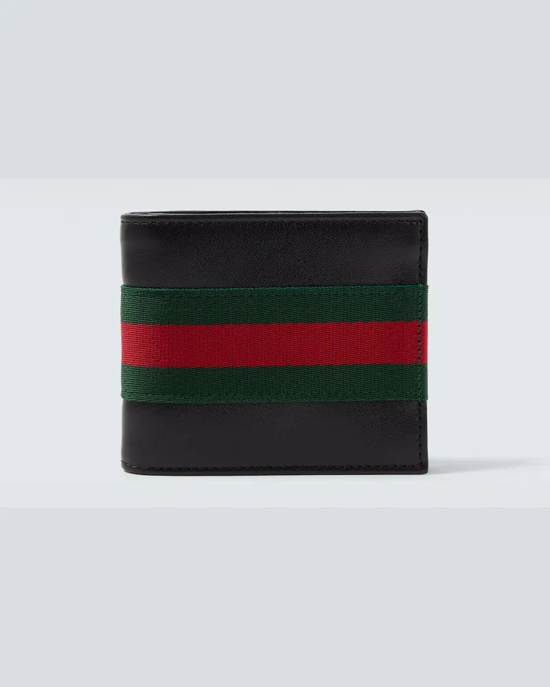 Gucci Portemonnaie Web Trademark aus Leder Schwarz