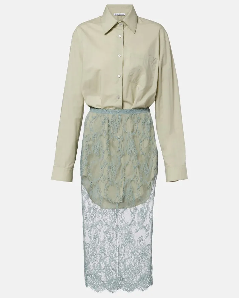 Acne Studios Hemdblusenkleid mit Spitze Grün