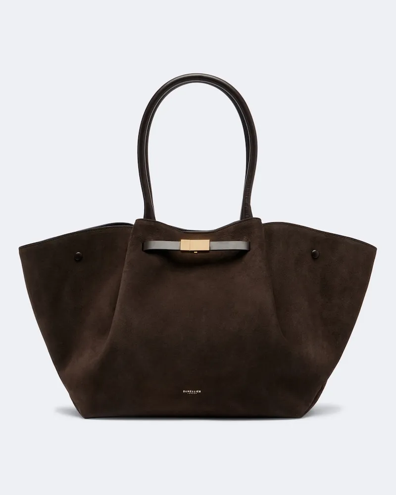 DeMELLIER Tote Bag New York Medium aus Veloursleder Braun