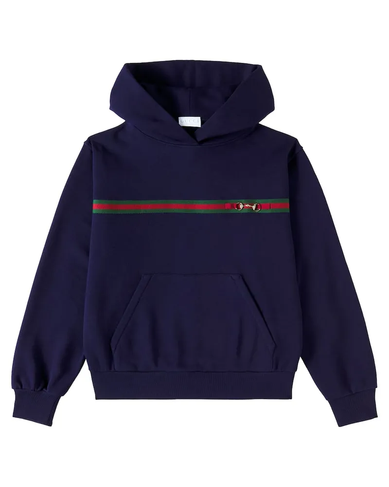 Gucci Hoodie Horsebit aus Baumwolle Blau
