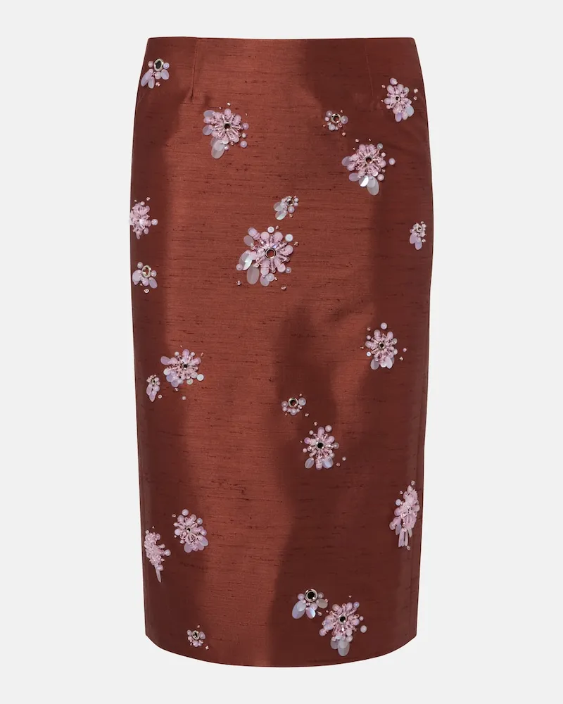 SHUSHU/TONG Verzierter Slipskirt Braun