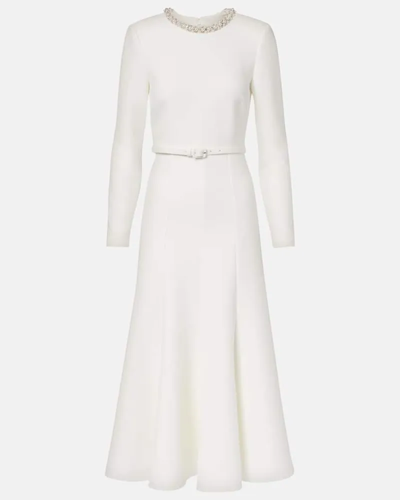 Roland Mouret Cocktailkleid aus Crêpe mit Kristallen Weiß
