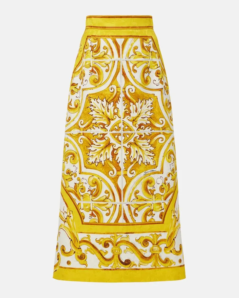Dolce & Gabbana Midirock Majolica aus Brokat Gelb
