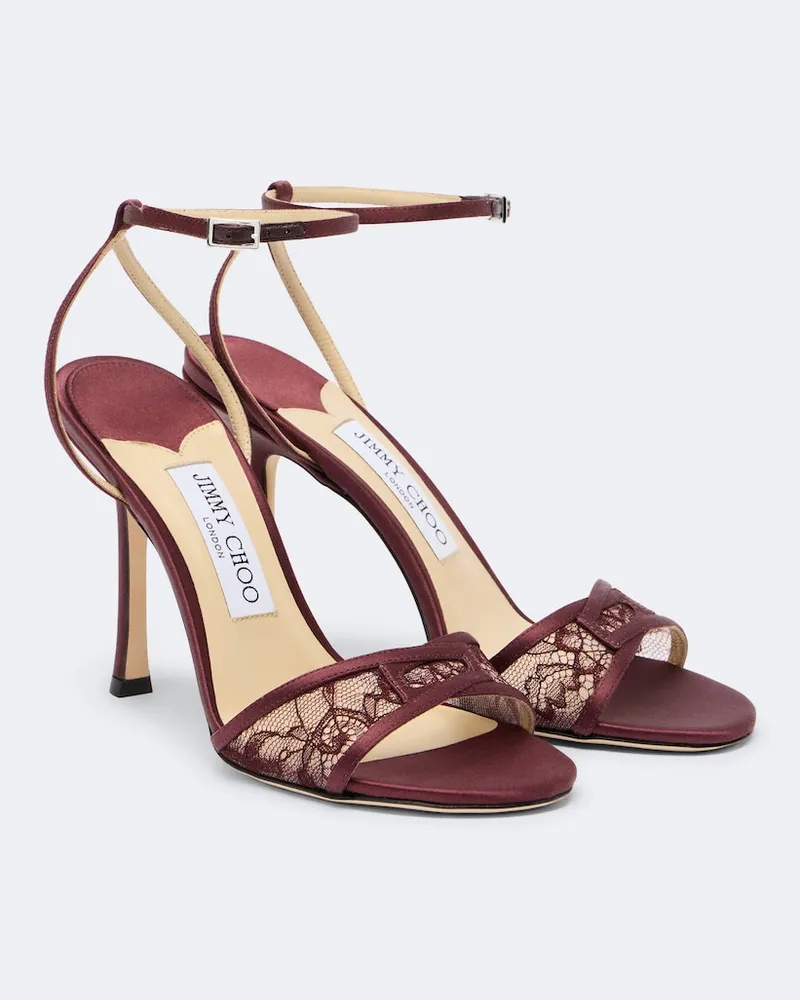 Jimmy Choo Sandalen Leo mit Spitze Burgunderrot