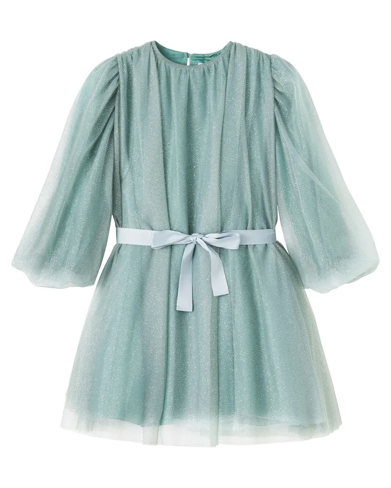 Il Gufo Verziertes Kleid aus Tüll Grün