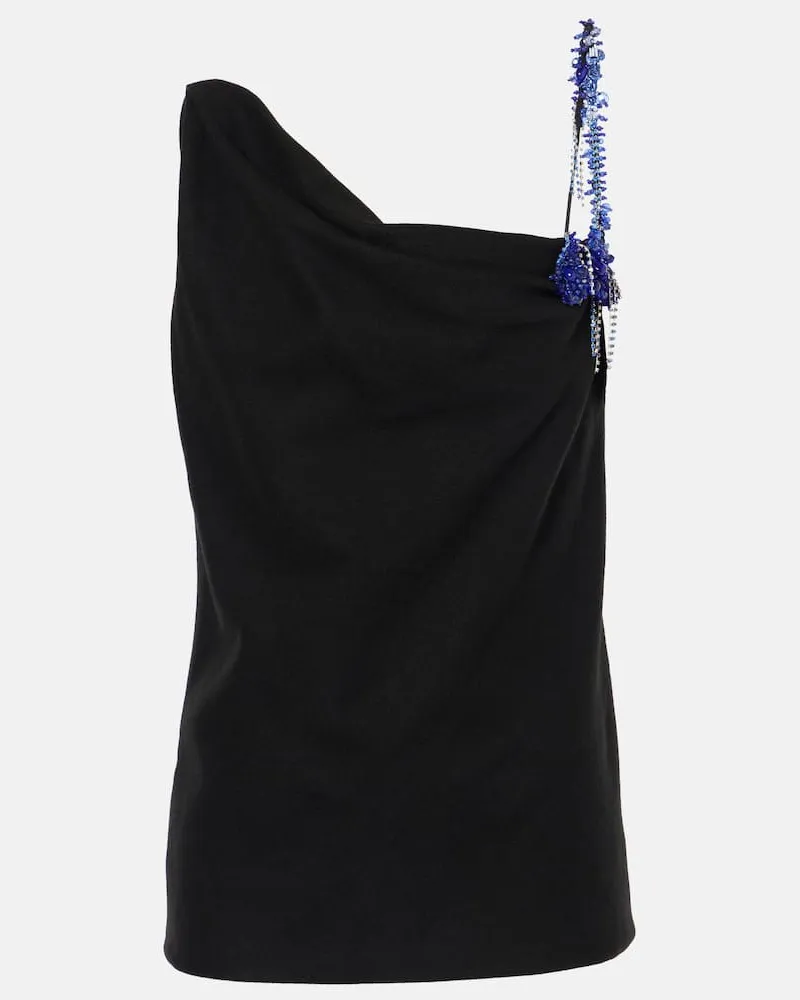 Dries van Noten Verziertes Top aus Wolle Schwarz