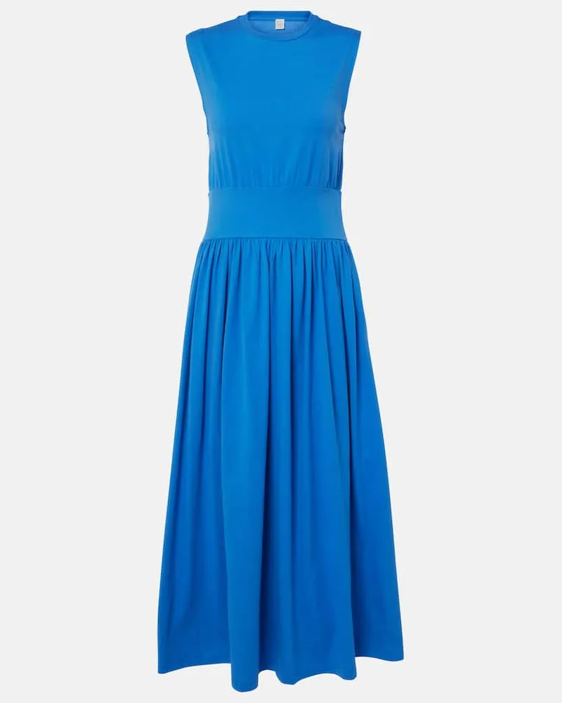 Totême Midikleid aus Baumwoll-Jersey Blau