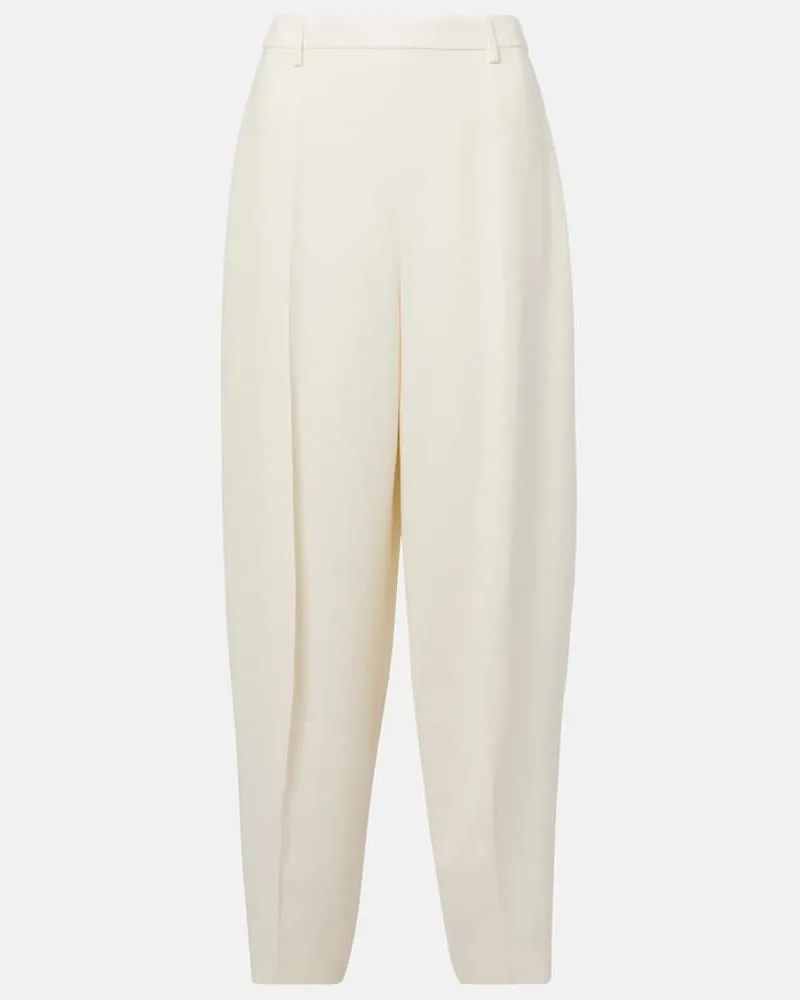 Loro Piana Hose Bob aus Leinen-Crêpe Weiß