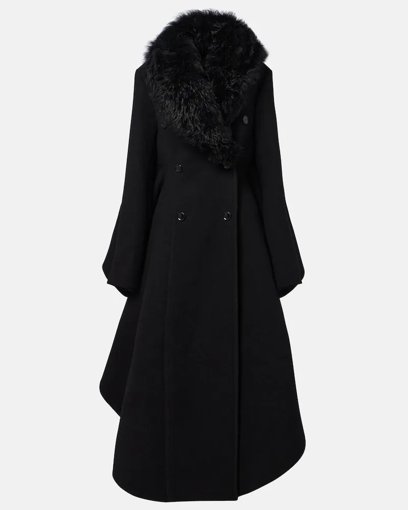 Alaïa Alaïa Mantel aus Wolle und Seide mit Shearling Schwarz
