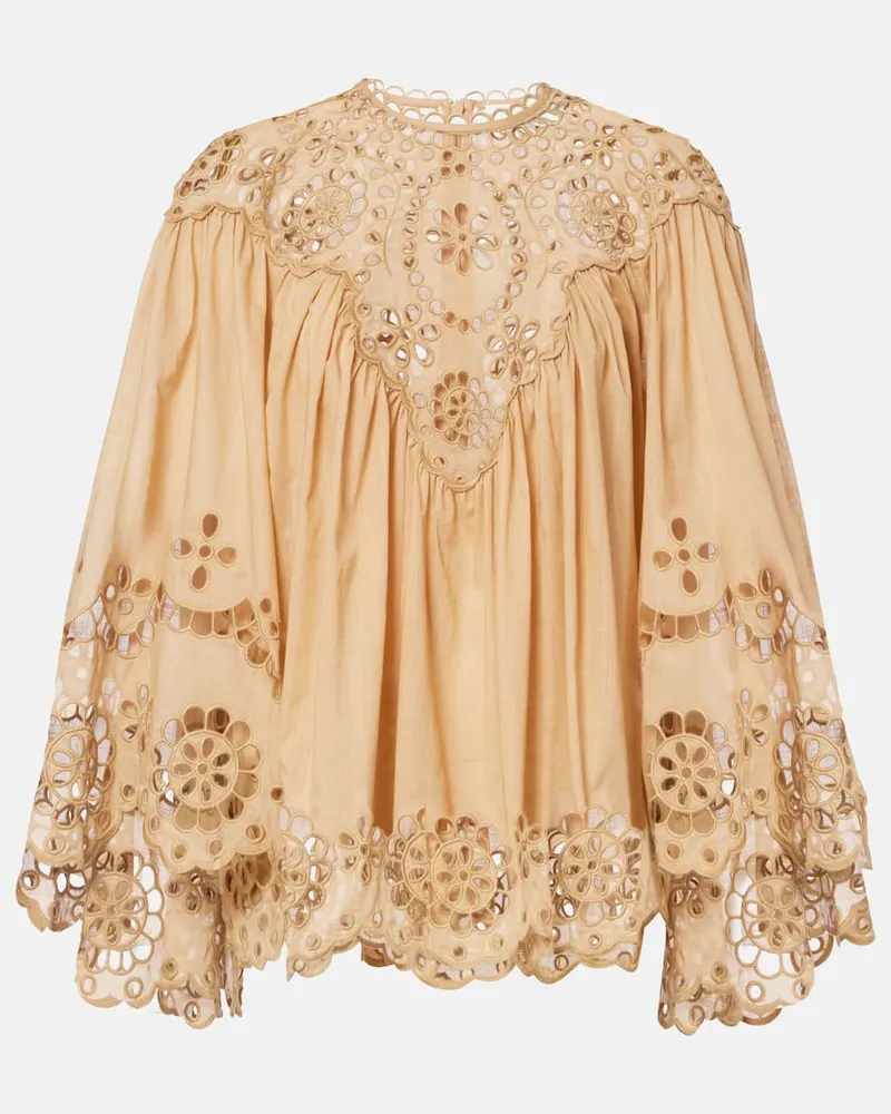 Zimmermann Bluse Awaken aus Baumwolle Beige