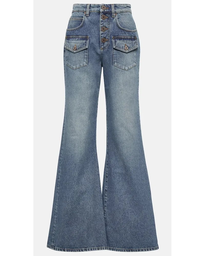 Balmain High-Rise Flared Jeans Blau