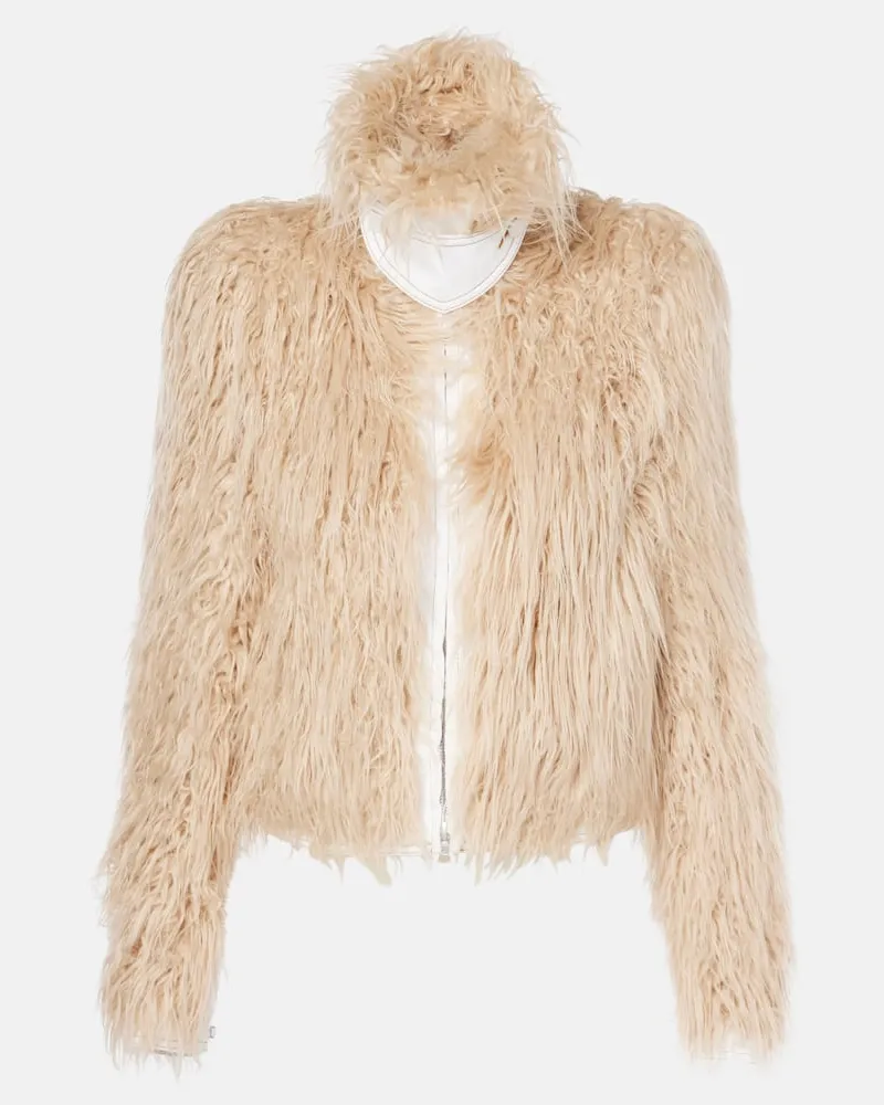 Dries van Noten Jacke aus Faux Fur Beige