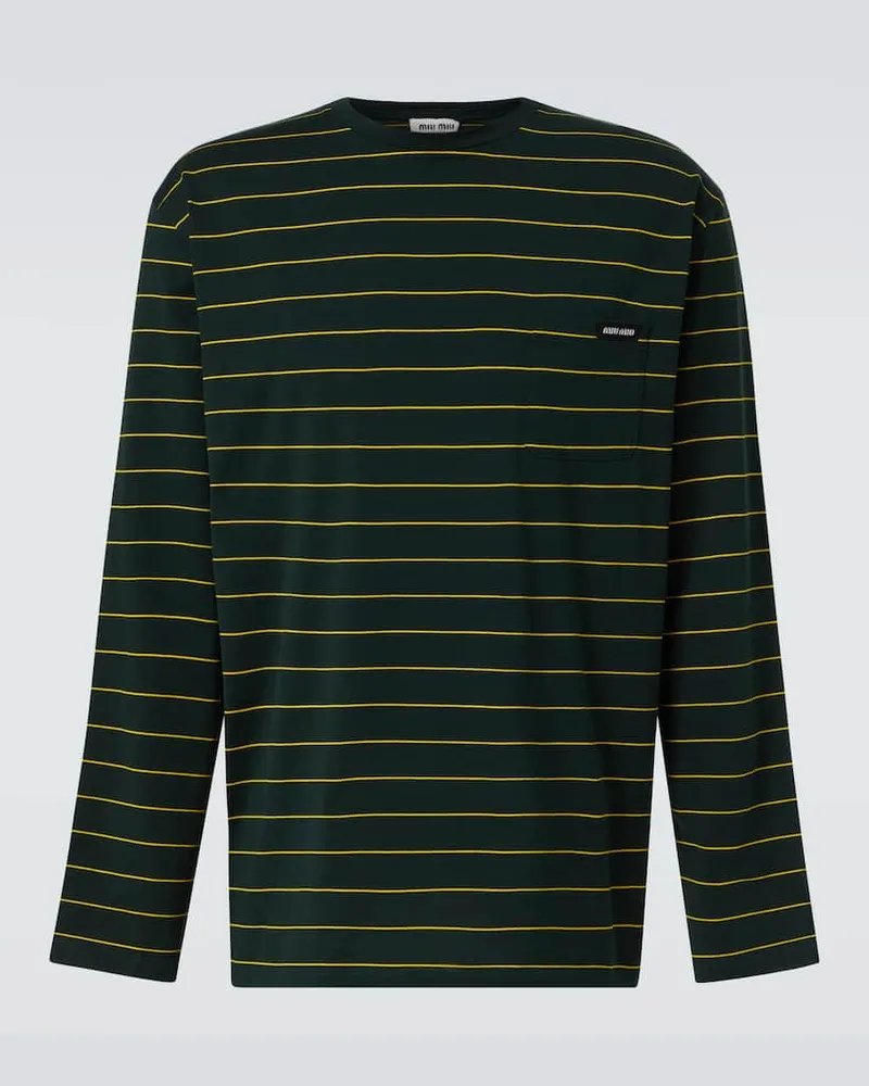 Miu Miu Longsleeve aus Baumwoll-Jersey Grün