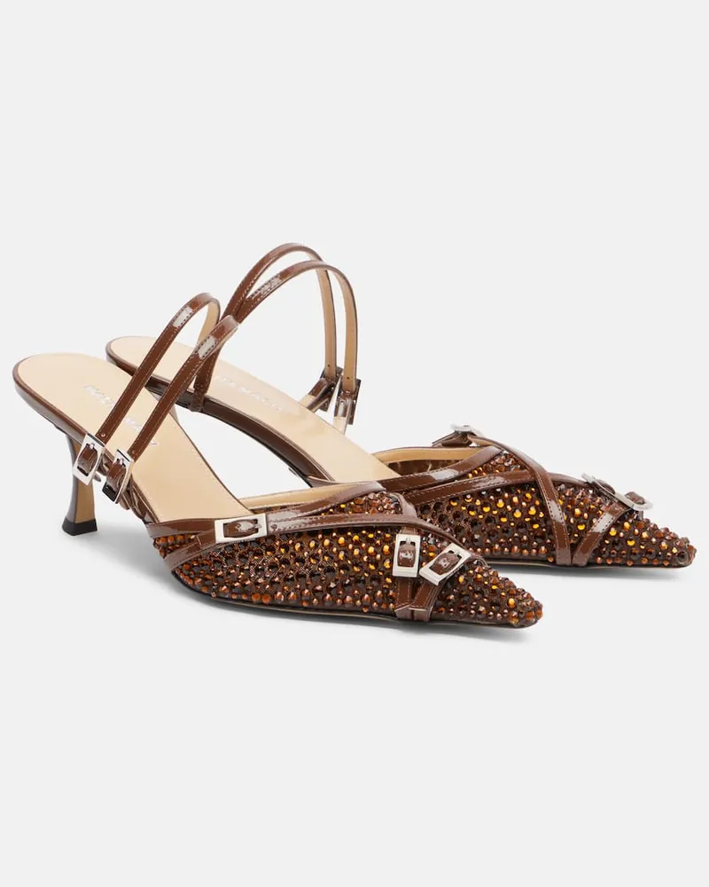 Mach & Mach Mules Crystal Net 65 mit Leder Braun