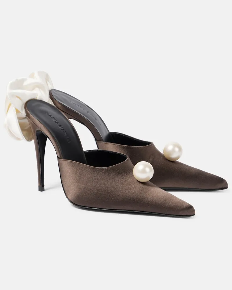 Magda Butrym Mules aus Satin Braun